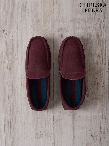 Chelsea Peers Red Suede Moccasin Slippers (W04410) | £60