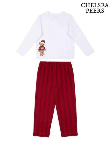 Chelsea Peers Red The Bear Print Stripe Long Pyjamas Set (W04416) | £30