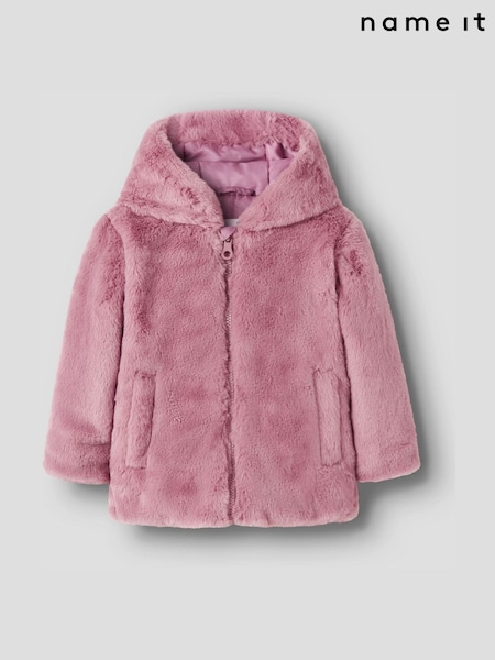Name It Purple Fluffy Hooded Jacket (W04451) | £28