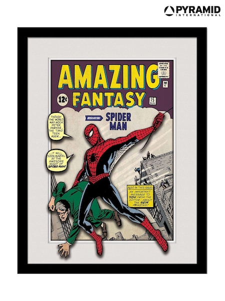 Pyramid International Grey Marvel Spiderman Comic Breakout Collector Print Framed (W04614) | £17