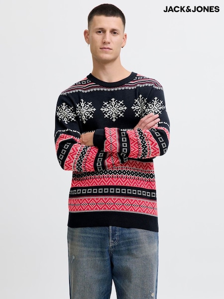 JACK & JONES Blue Novelty Christmas Jumper (W04717) | £30