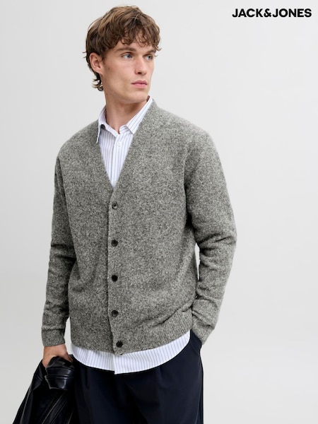 JACK & JONES Grey Soft Knit Cardigan (W04720) | £40