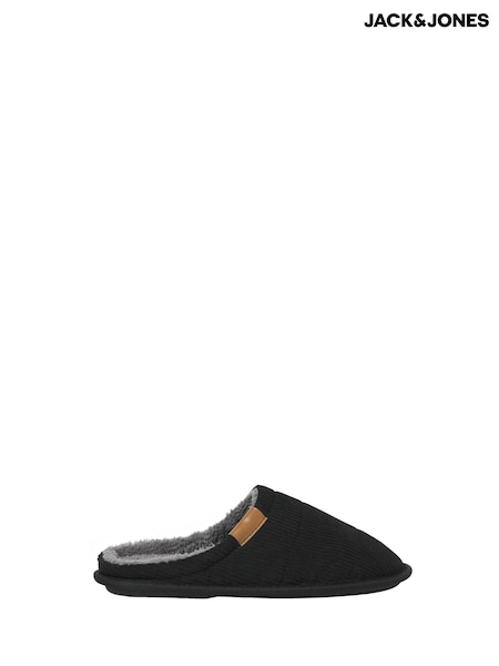 JACK & JONES Black Corduroy Mule Slippers (W04724) | £18
