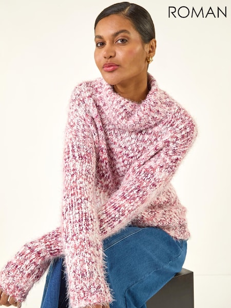 Roman Pink Speckled Soft Fluffy Knit Jumper (W04913) | £48