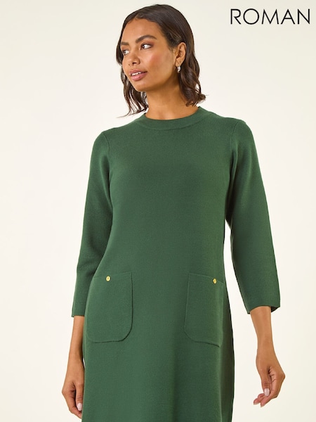 Roman Green Patch Pocket Knit Dress (W04922) | £50