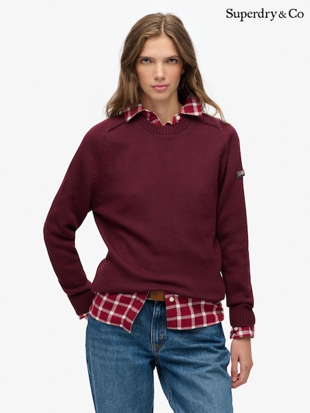 Superdry Red Slouchy Knitted Crew Jumper (W04968) | £45