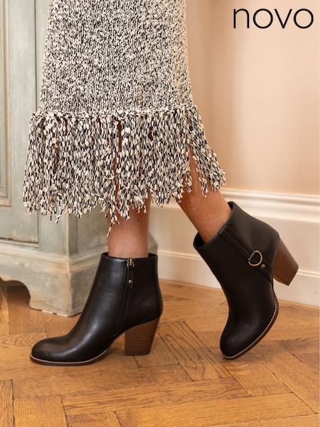 Novo Black Juliette Hardware Heeled Ankle Boots (W05009) | £42