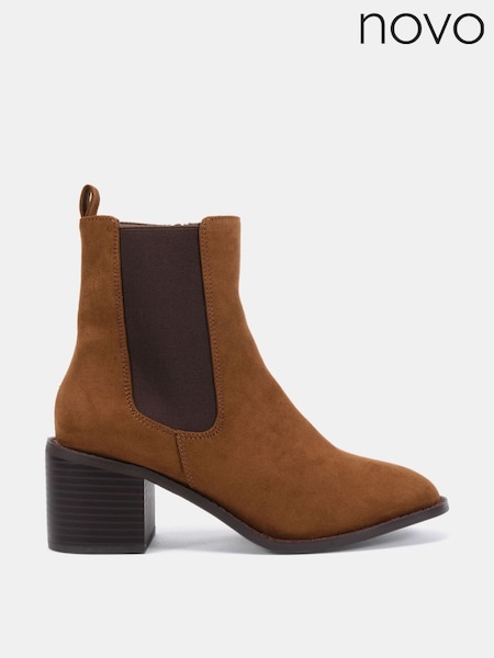 Novo Natural Wide Fit Juno Block Heel Chelsea Ankle Boots (W05012) | £42