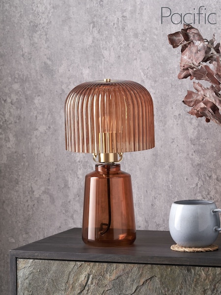 Pacific Orange Zandra Ribbed Glass Table Lamp (W05061) | £100