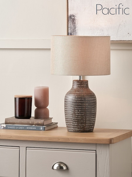 Pacific Earth Kai Textured Tall Ceramic Table Lamp (W05065) | £50