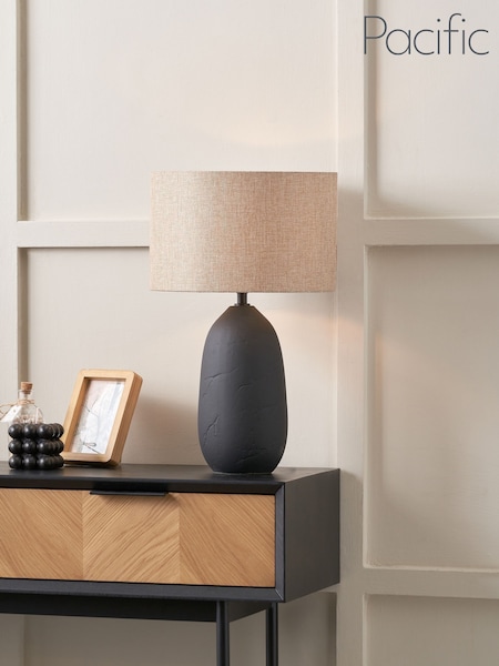 Pacific Black Erika Vintage Textured Ceramic Table Lamp (W05071) | £80