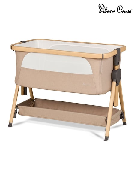 Silver Cross Oatmeal Lunar Bedside Crib (W05638) | £175