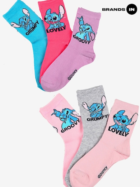 Brands In Blue Disney Stitch Poses Socks 6 Pack (W05642) | £23