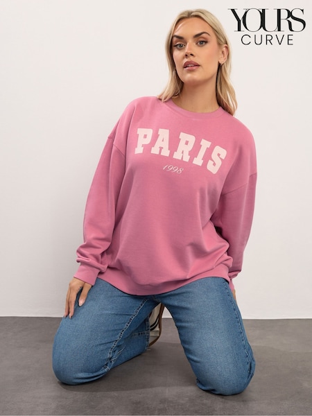 Yours Curve Pink Paris Sweatshirt (W05722) | £24