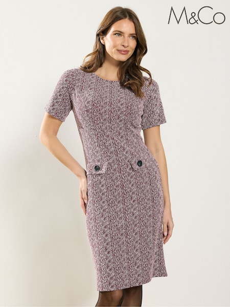 M&Co Red Button Detail Work Dress (W05768) | £43