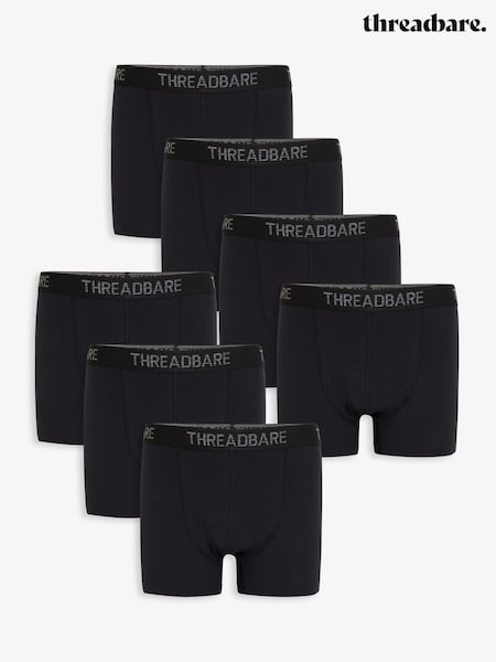 Threadbare Black Hipster Fit Boxer Shorts (7 Pack) (W05953) | £30
