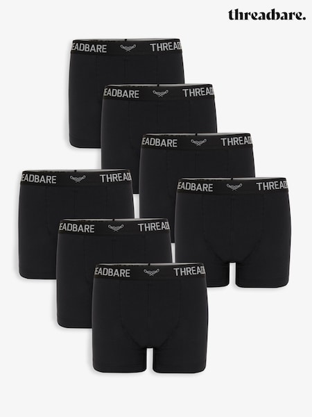 Threadbare Black Hipster Fit Boxer Shorts (7 Pack) (W05954) | £30