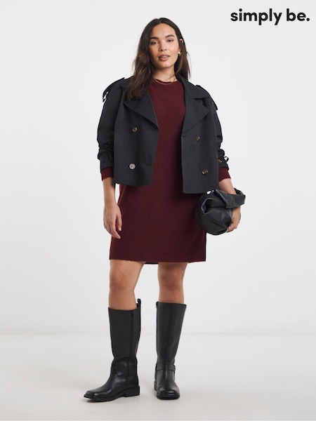 Simply Be Red Sponge Crew Neck Mini Dress (W06035) | £36