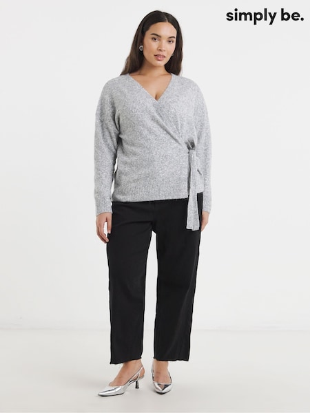 Simply Be Grey Diamante Ballet Wrap Cardigan (W06050) | £38