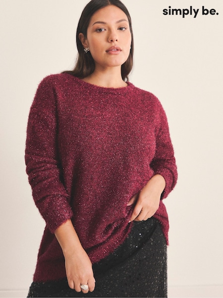 Simply Be Red Tinsel Knit Bow Back Jumper (W06051) | £40