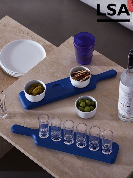LSA International Tarn Blue Pop Vodka Set & Ash Paddle L40cm (W06078) | £51