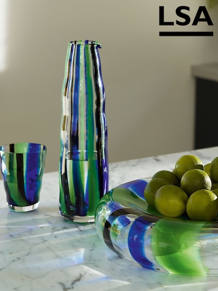 LSA International Blue Folk Carafe Glass 1L (W06097) | £75