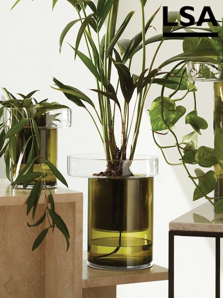 LSA International Olive Green Balcony Self Watering Planter H27cm (W06099) | £100