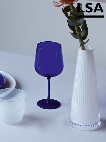 LSA International Cobalt Blue Arc Contrast Wine Glasses Set of 2 330ml (W06101) | £25
