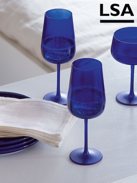 LSA International Set of 2 Cobalt Blue Arc Contrast Flute Glasses 280ml (W06102) | £25