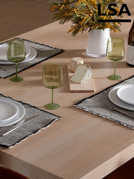 LSA International Moss Green Arc Contrast Wine Glasses Set of 2 330ml (W06104) | £25