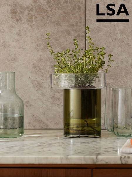 LSA International Olive Green Balcony Self Watering Planter H19cm (W06108) | £75