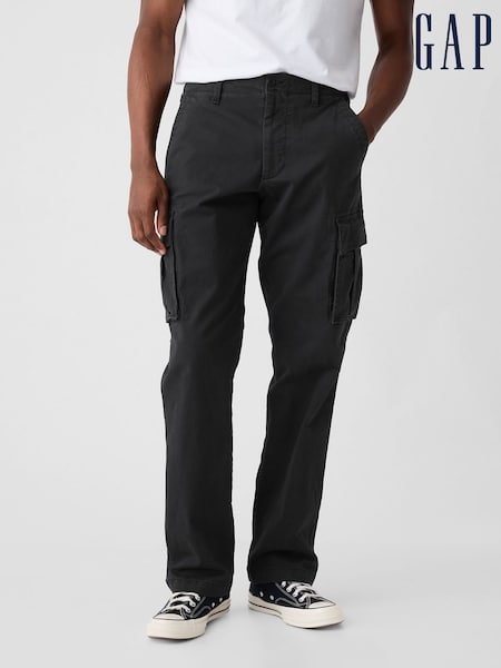 Gap Black Essential Straight Cargo Trousers (W06166) | £50