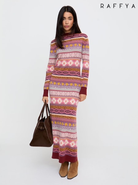 Raffya Black Elvis Longline Folk Jacquard Maxi Dress (W06254) | £95