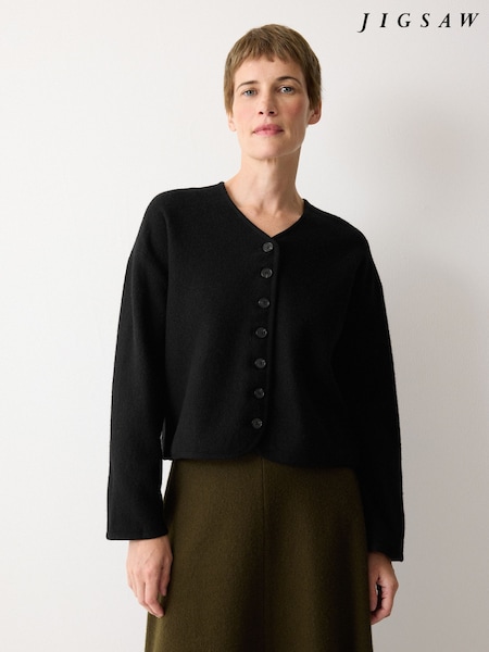 Jigsaw Black Boiled Wool Blend Jacket (W06272) | £165