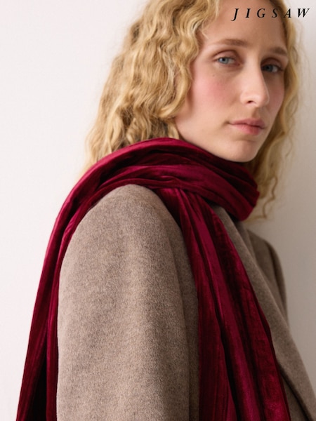 Jigsaw Red Velvet Plisse Scarf (W06277) | £65