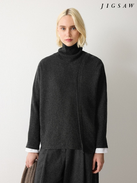 Jigsaw Grey Overlap Seam Detail Jumper (W06278) | £165