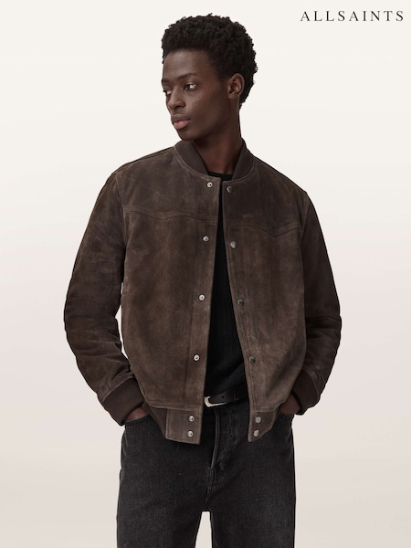 AllSaints Brown Stafford Bomber Jacket (W06582) | £399