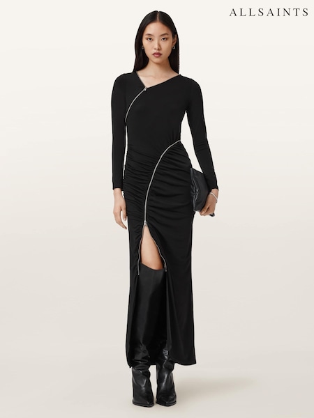 AllSaints Black Elsie Zipper Dress (W06587) | £169