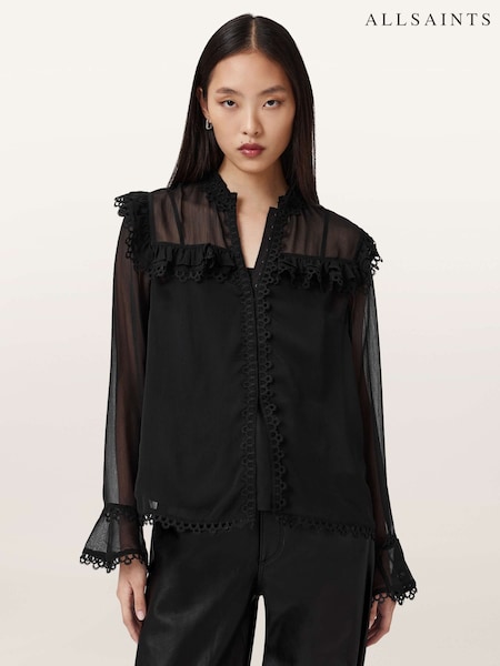 AllSaints Black Ciara Shirt (W06588) | £149