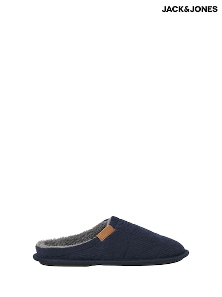 JACK & JONES Blue Corduroy Mule Slippers (W06611) | £18