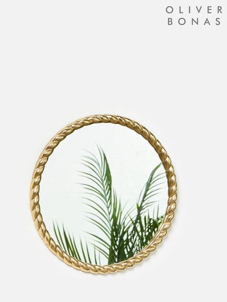 Oliver Bonas Gold Twisted Border Gold Round Mirror (W06615) | £55