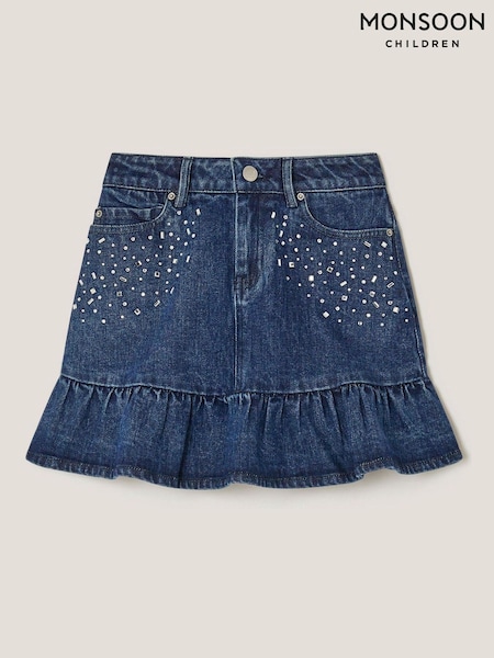 Monsoon Blue Jewel Heat Seal Denim Skirt (W06644) | £26 - £30