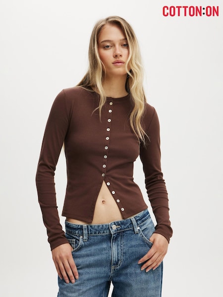Cotton On Brown Bailey Button Detail Cardigan (W06655) | £24