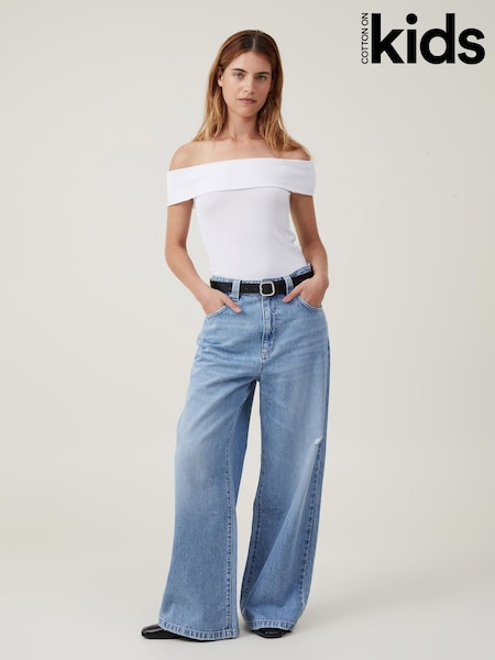 Cotton On Light Blue Low Rise Super Baggy 100% Cotton Jeans (W06657) | £45