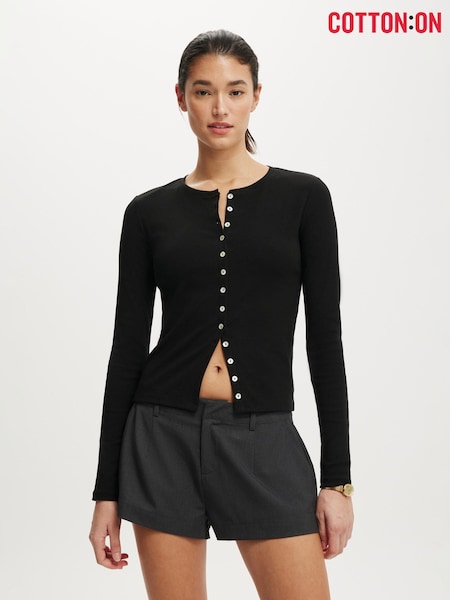 Cotton On Black Bailey Button Detail Cardigan (W06659) | £24