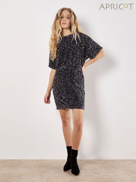 Apricot Black V-Back Sequin Mini Dress (W06883) | £65