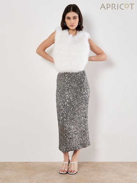 Apricot Grey Cluster Sequin Midmaxi Skirt (W06888) | £37