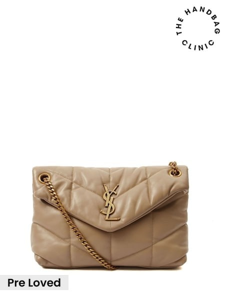 Saint Laurent Taupe Puffer Small Pre-Loved Brown Shoulder Bag (W06934) | £1,520
