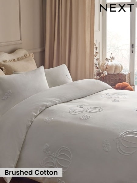 Pumpkin Tufted Brushed Cotton Duvet Cover And Pillowcase Set