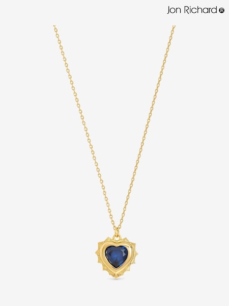 Jon Richard Gold Heart Birthstone Pendant - September (W06983) | £30